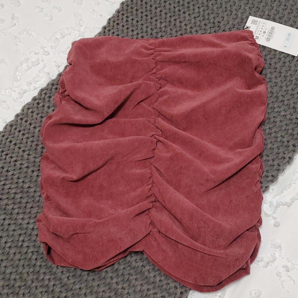 Zara Ruched Rose Ruched Miniskirt